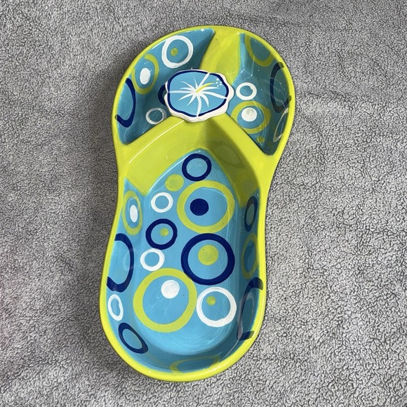 Set Of 2 Denniseast International Flip Flop design Chip and dip serving dish 15" - Picture 5 of 7